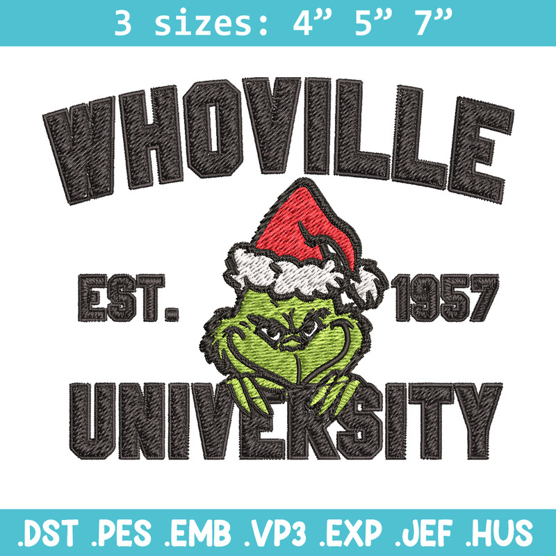 Grinch Whoville University Christmas Embroidery design, Grinch Christmas Embroidery, Grinch design, Digital download.jpg