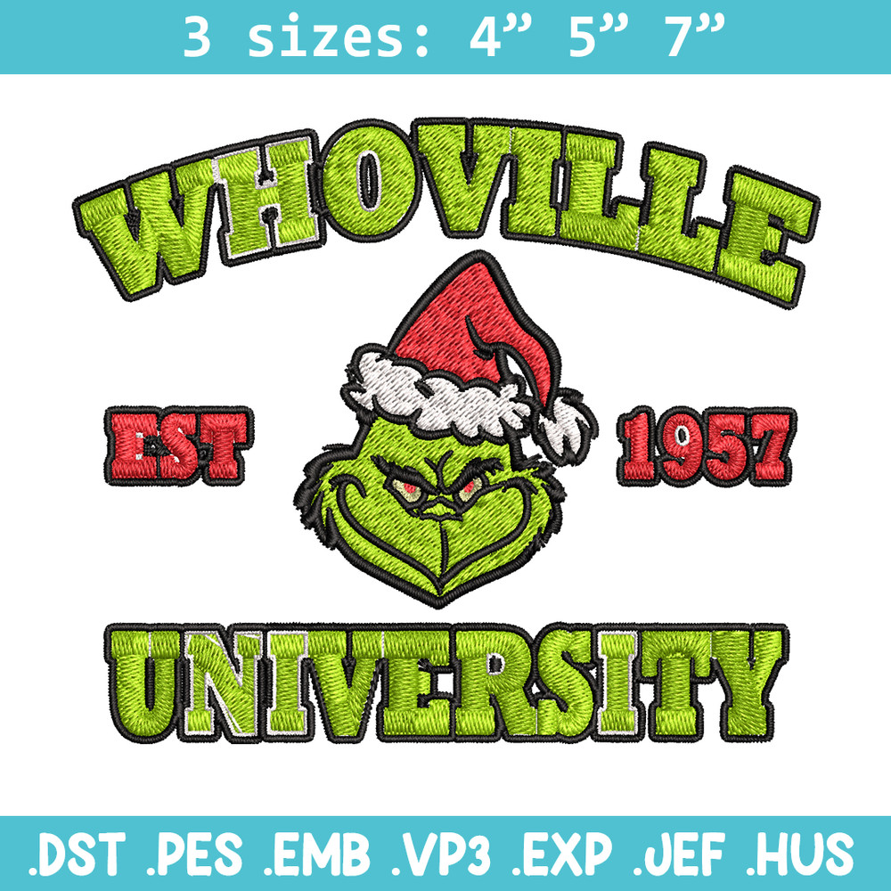 Grinch Whoville University Christmas Embroidery design, Grinch Christmas Embroidery, logo design, Digital download..jpg