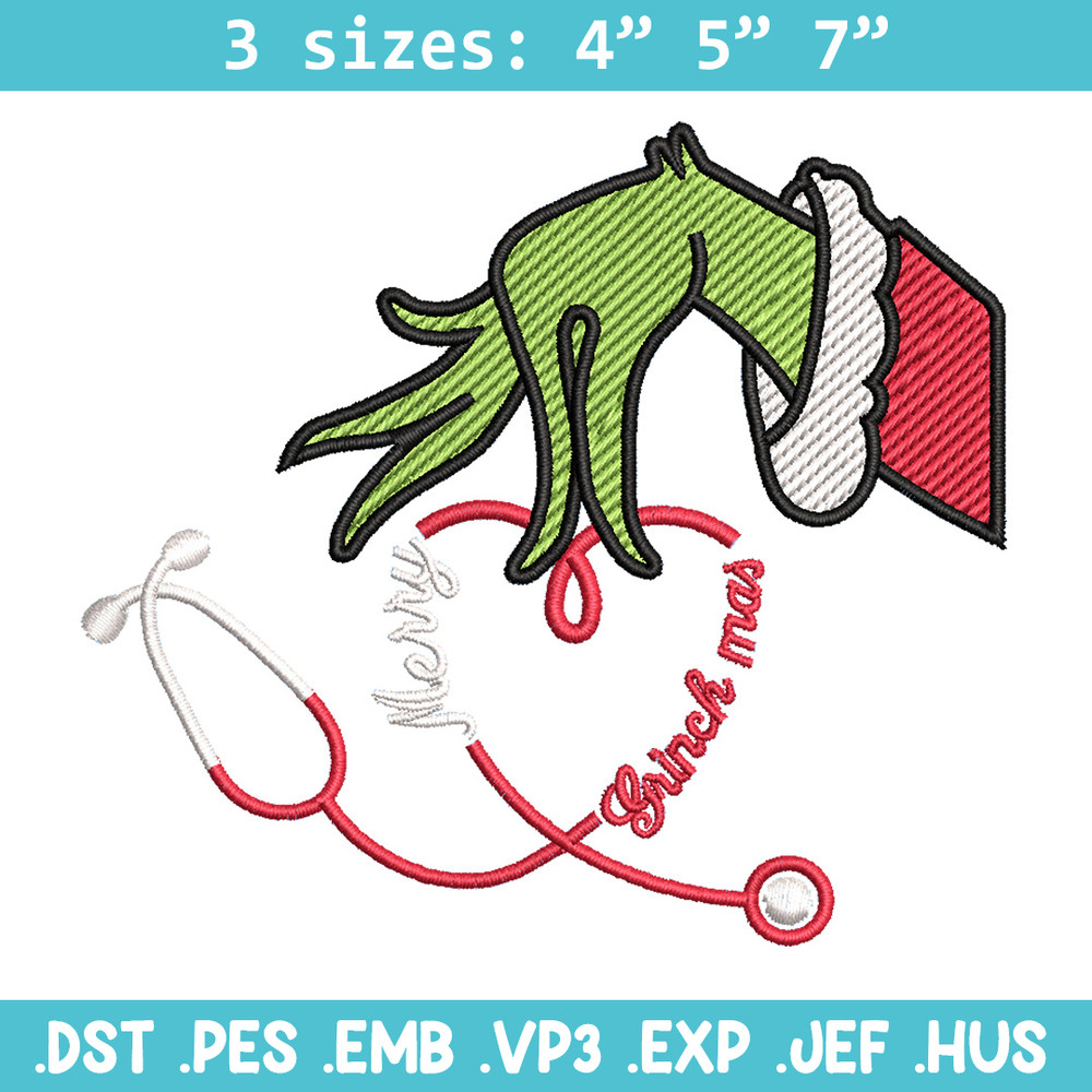 Grinchmas embroidery design, Chrismas design, Embroidery shirt, Embroidery file, Grinch embroidery, Digital download (2).jpg