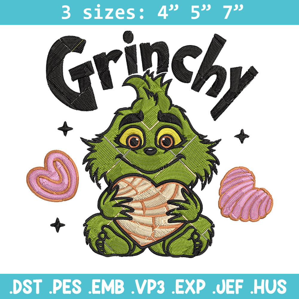 Grinchy cute Embroidery Design, Grinch Embroidery, Embroidery File, Chrismas Embroidery, Anime shirt,Digital download.jpg