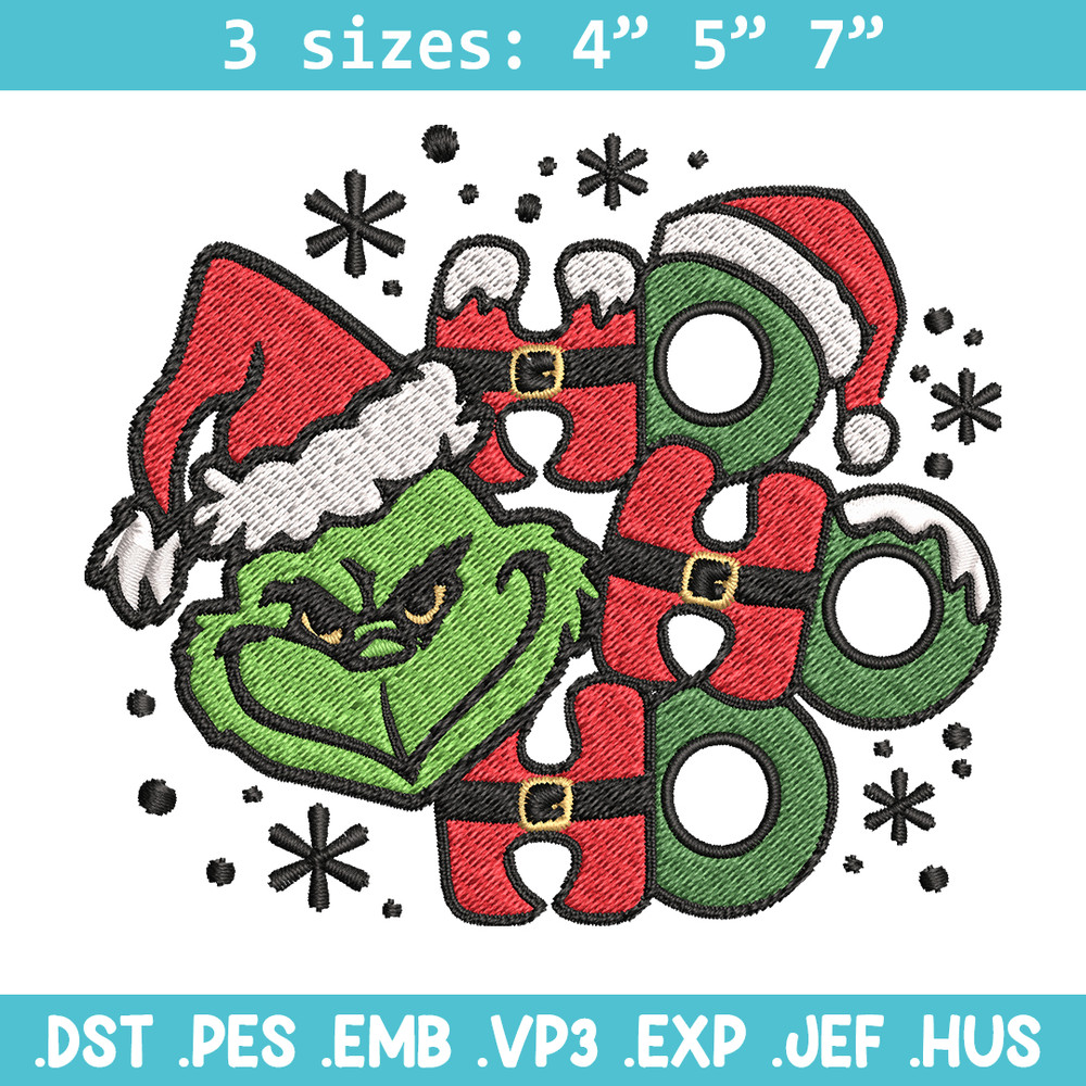 Ho Ho Ho The Grinch Embroidery design, Grinch christmas Embroidery, Grinch design, Embroidery File, Instant download..jpg