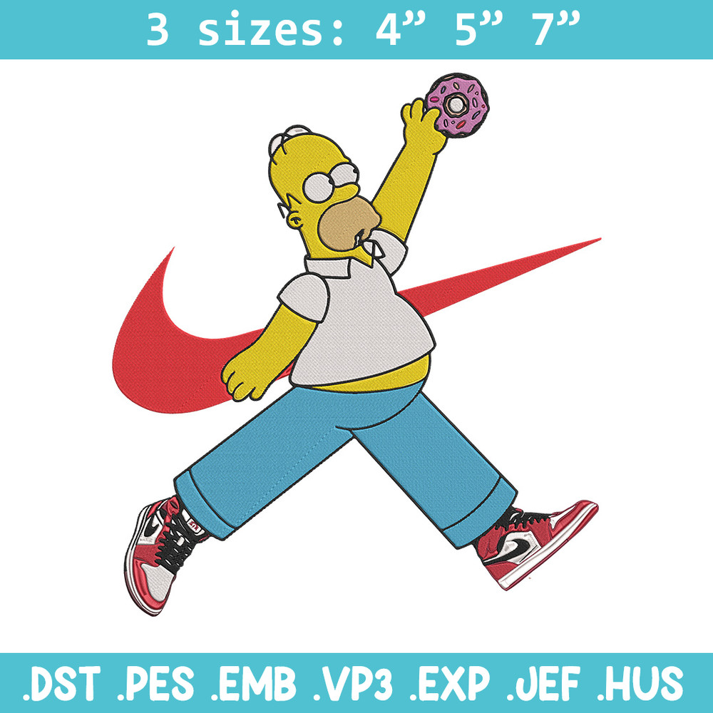 Homer Simpson Embroidery Design, Simpson Embroidery, Embroidery File, Anime Embroidery, Nike shirt, Digital download.jpg