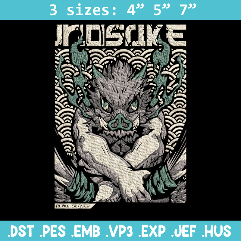 Inosuka poster Embroidery Design, Demon slayer Embroidery,Embroidery File,Anime Embroidery,Anime shirt,Digital download.jpg