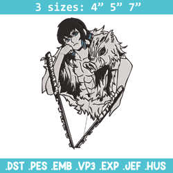 inosuke poster embroidery design,demon slayer embroidery,embroidery file,anime embroidery,anime shirt, digital download.