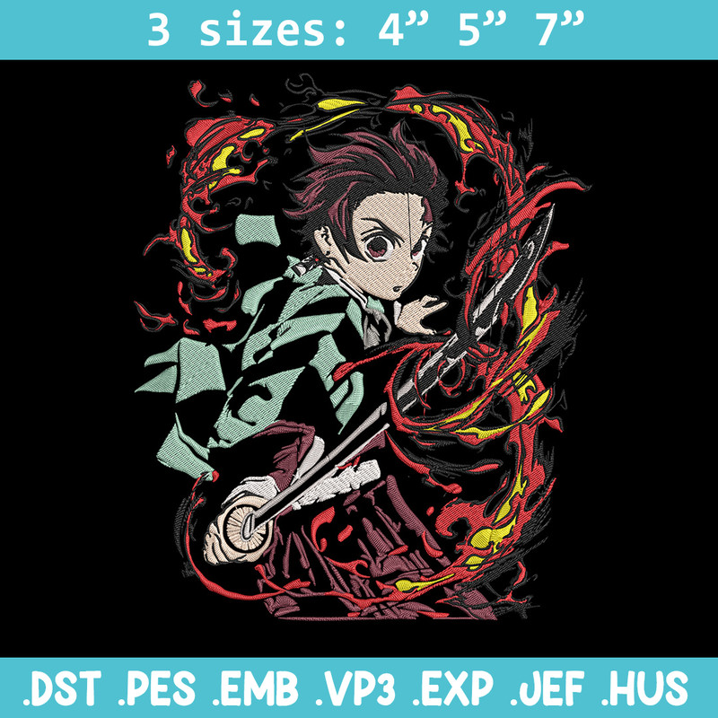 Kamado Tanjiro Embroidery Design, Demon slayer Embroidery, Embroidery File, Anime Embroidery, Digital download..jpg