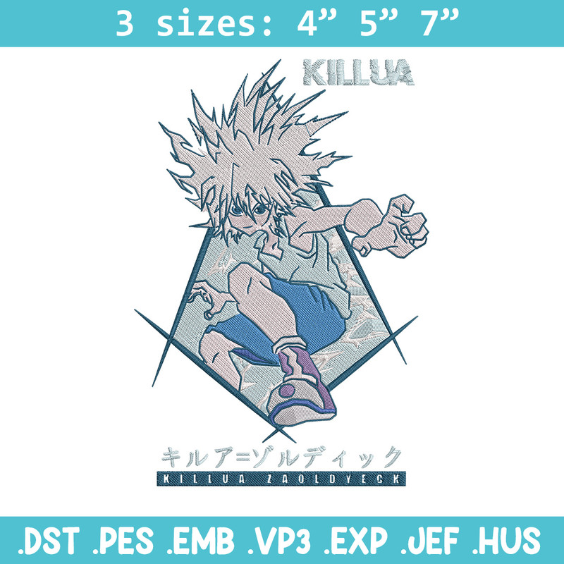 Killua Embroidery Design, Hunter x hunter Embroidery, Embroidery File, Anime Embroidery, Anime shirt, Digital download.jpg