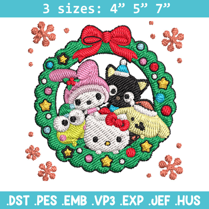 Kitty friends Embroidery Design,Hello kitty Embroidery,Embroidery File,Chrismas Embroidery,Anime shirt, Digital download.jpg