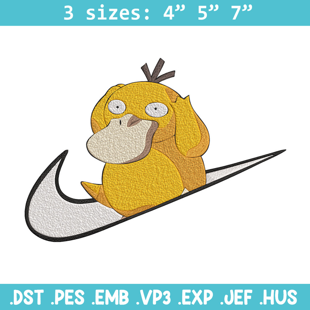 Koduck x nike Embroidery Design, Pokemon Embroidery, Embroidery File, Nike Embroidery, Anime shirt, Digital download.jpg