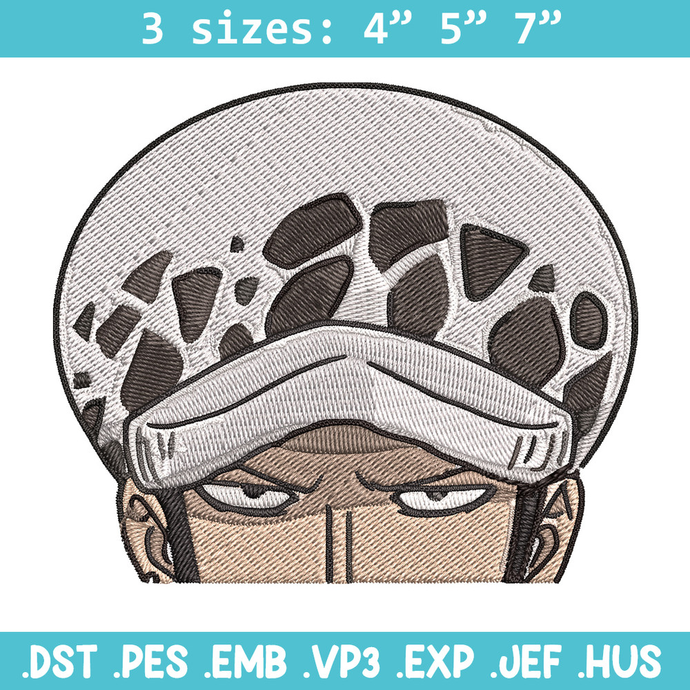 Law Peeker Embroidery Design, One piece Embroidery, Embroidery File, Anime Embroidery, Anime shirt, Digital download.jpg