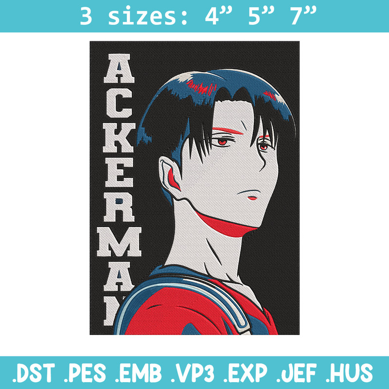Levi Ackerman Embroidery Design, Aot Embroidery,Embroidery File, Anime Embroidery,Anime shirt,Digital download.jpg