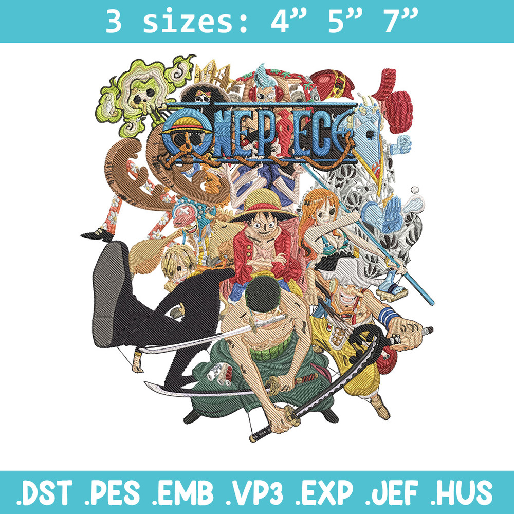 Luffy team Embroidery Design, One piece Embroidery, Embroidery File, Anime Embroidery, Anime shirt, Digital download.jpg