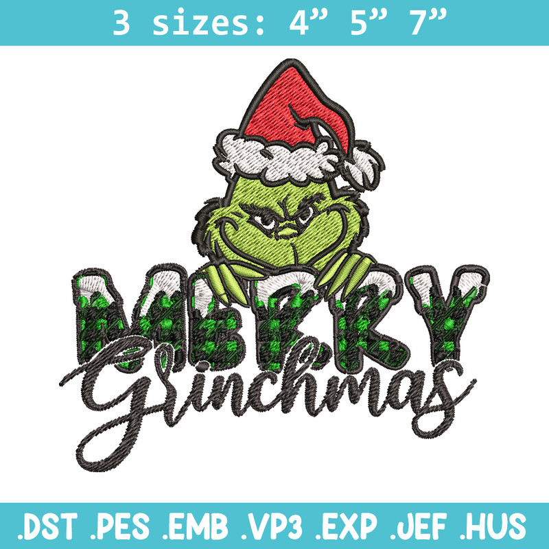 Merry Grinch Embroidery design, Grinch Merry Christmas Embroidery, Grinch design, Embroidery File, Digital download..jpg