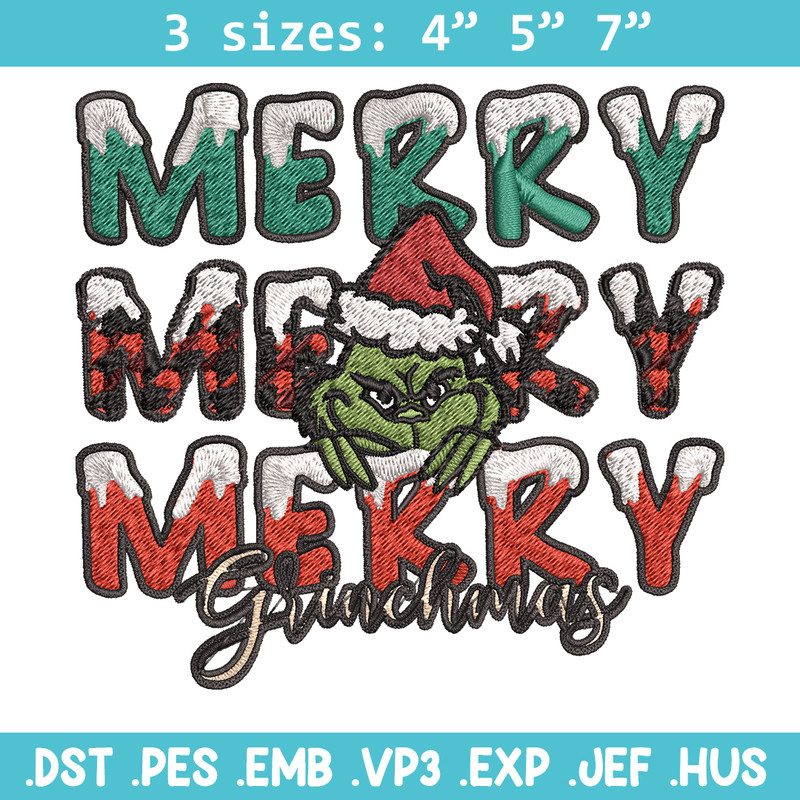 Merry Grinch logo Embroidery design, Grinch Christmas Embroidery, Grinch design, Embroidery File, Digital download..jpg