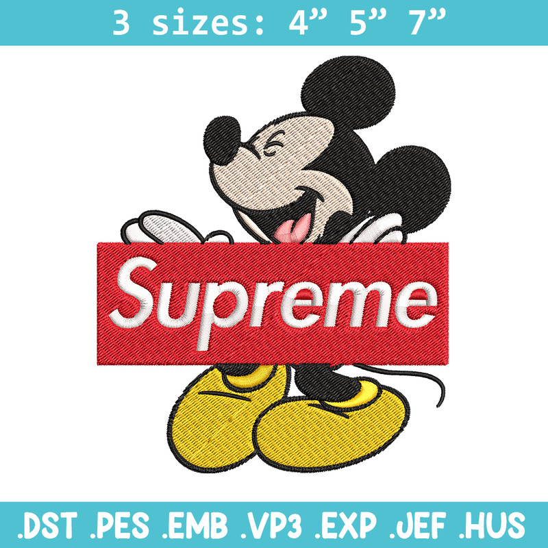 Mickey Mouse Supreme Embroidery design, Disney Embroidery, Disney design, Embroidery File, Digital download..jpg