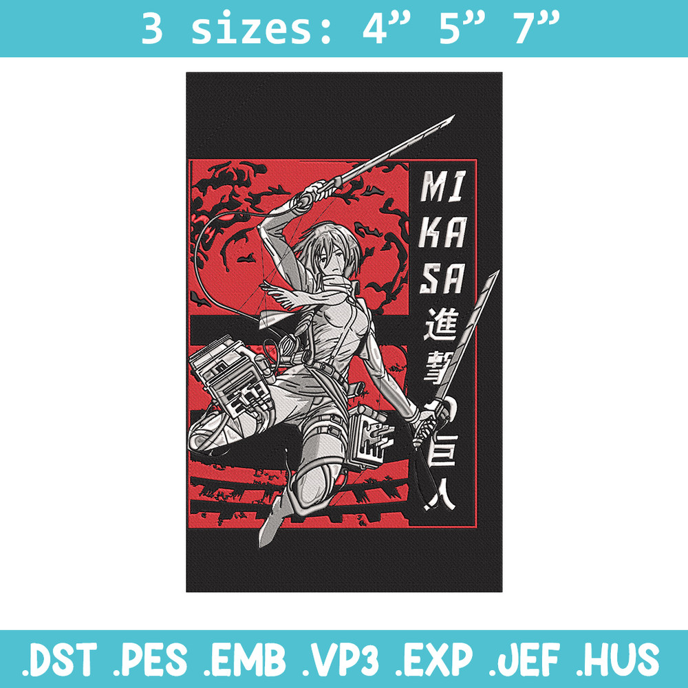 Mikasa poster Embroidery Design, Aot Embroidery, Embroidery File, Anime Embroidery,Anime shirt, Digital download.jpg
