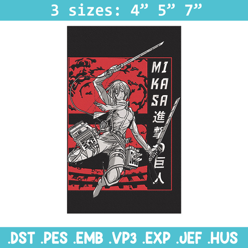Mikasa poster Embroidery Design, Aot Embroidery, Embroidery File, Anime Embroidery,Anime shirt, Digital download.jpg