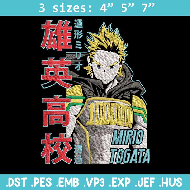Mirio Togata Embroidery Design, Mha Embroidery, Embroidery File, Anime Embroidery, Anime shirt, Digital download.jpg