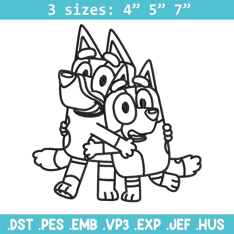 Mom and Dad Bluey Coloring Pages Embroidery, Bluey Embroidery, Embroidery File, cartoon design, Digital download..jpg