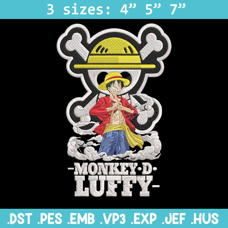 Monkey D Luffy Embroidery Design,One piece Embroidery, Embroidery File, Anime Embroidery, Anime shirt, Digital download.jpg