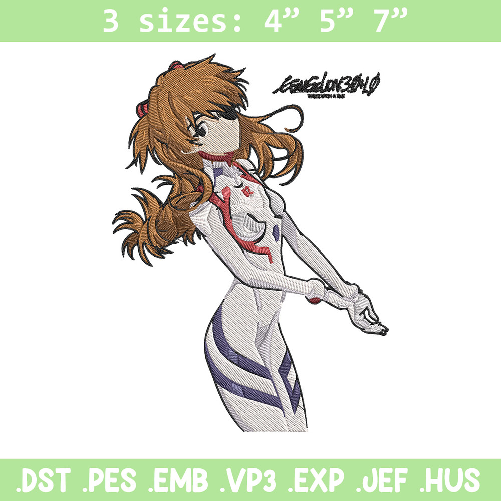 Asuka poster Embroidery Design, Evangelion Embroidery, Embroidery File, Anime Embroidery, Anime shirt, Digital download..jpg