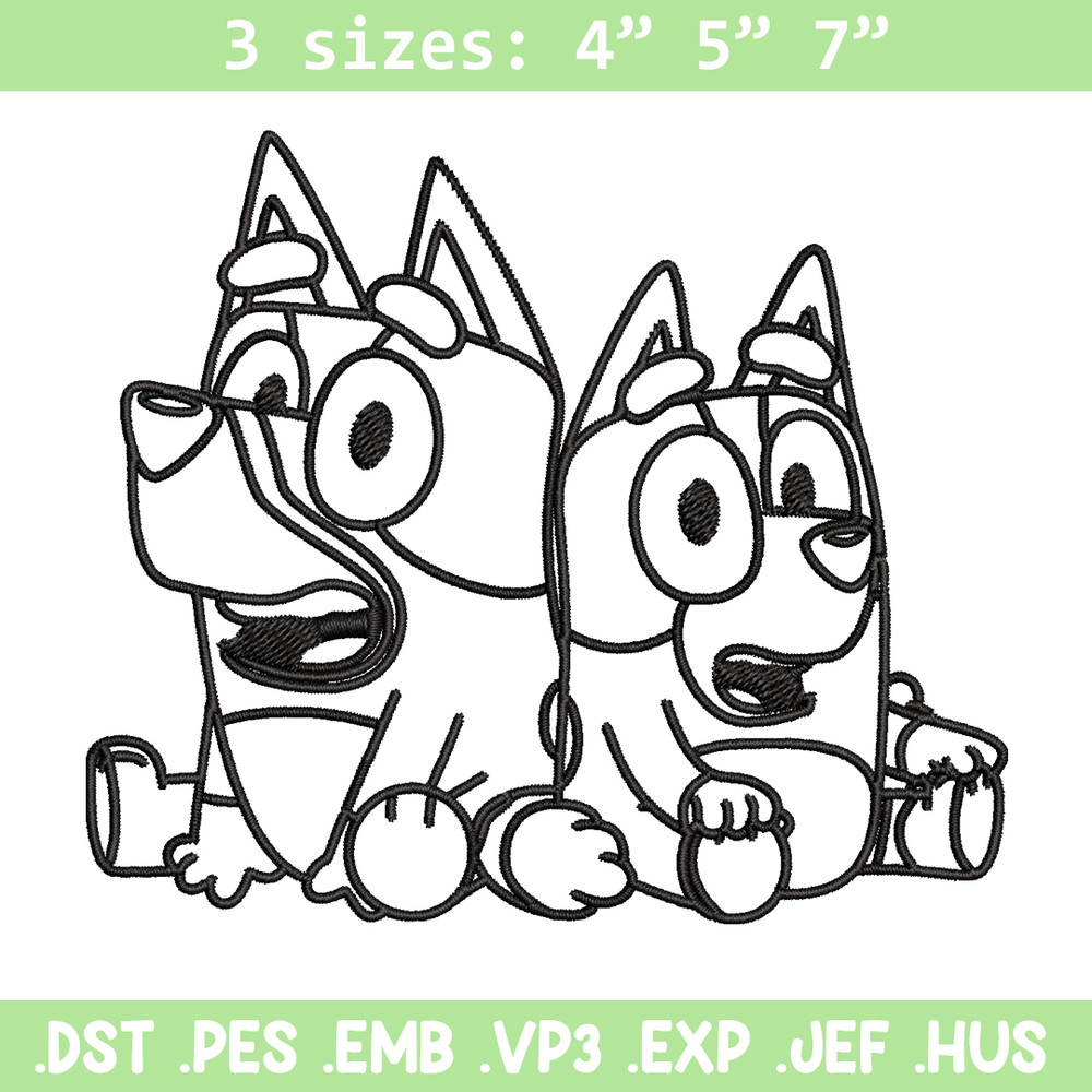 Bluey Bingo Coloring Pages Embroidery, Bluey Embroidery, Embroidery File, cartoon design, logo shirt, Digital download..jpg