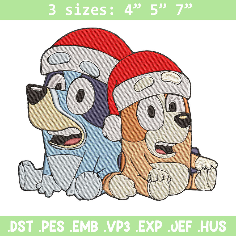 Bluey x Bingo Embroidery Design, Bluey Embroidery, Embroidery File, Chrismas Embroidery, Anime shirt, Digital download.jpg