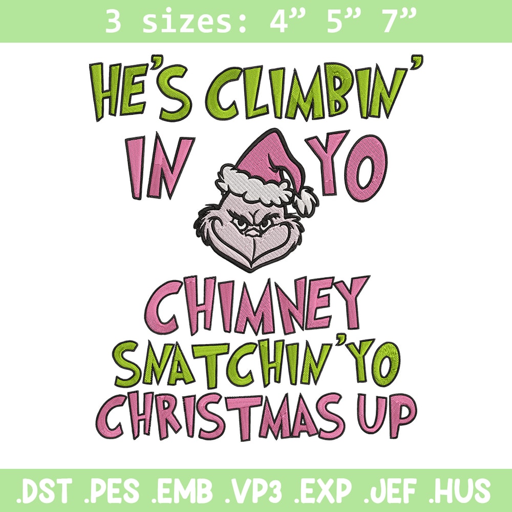 Chrismas up Embroidery Design, Grinch Embroidery, Embroidery File, Chrismas Embroidery, Anime shirt, Digital download.jpg