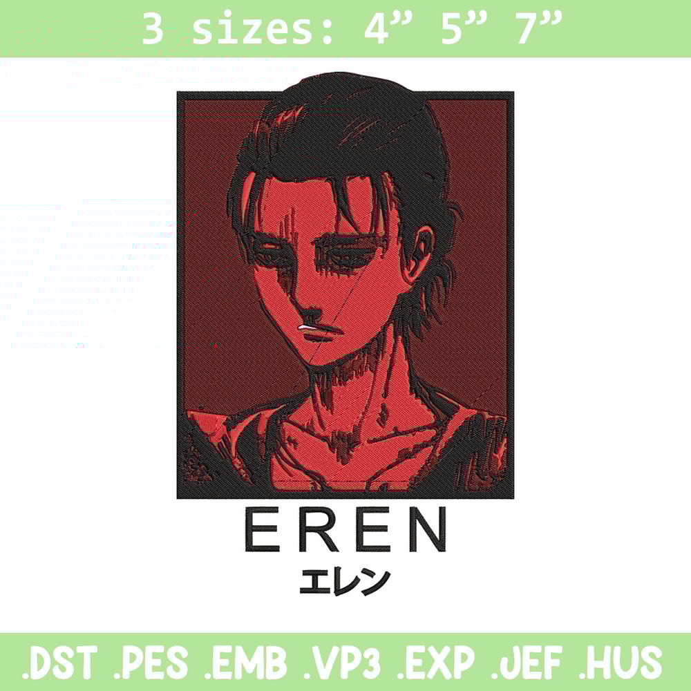 Eren poster Embroidery Design, Aot Embroidery,Embroidery File, Anime Embroidery, Anime shirt, Digital download..jpg