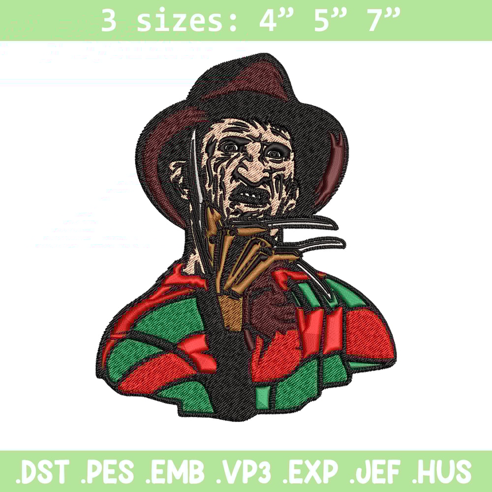 Freddy Krueger Embroidery design, Freddy horror Embroidery, horror design, Embroidery File, Digital download..jpg
