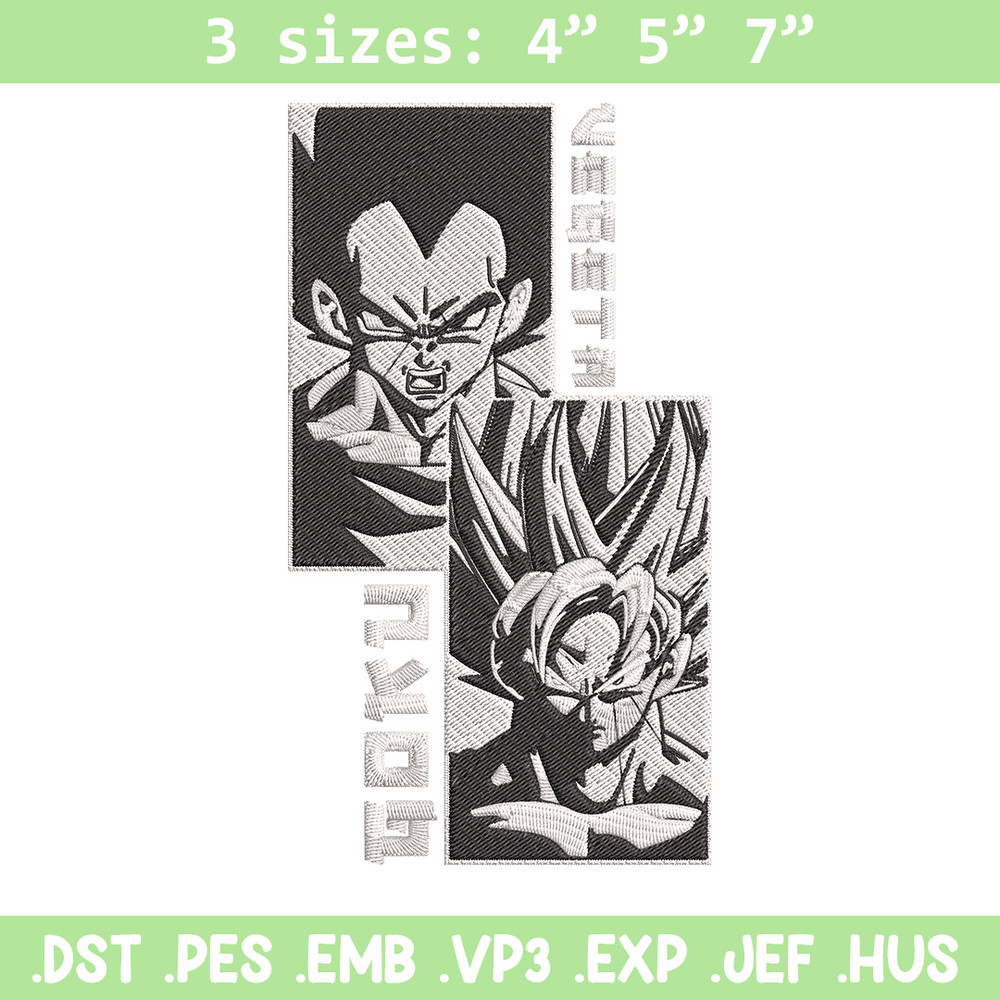 Goku x Vegeta Embroidery Design, Dragonball Embroidery, Embroidery File, Anime Embroidery, Anime shirt, Digital download.jpg