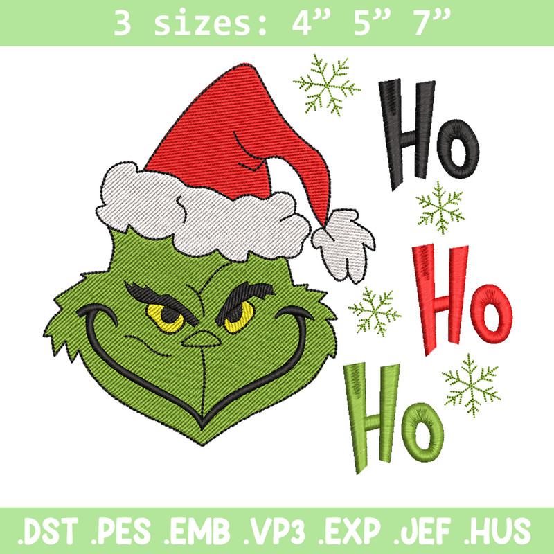 Grinch hohoho embroidery design,Chrismas design, Embroidery shirt, Embroidery file, Grinch embroidery, Digital download.jpg