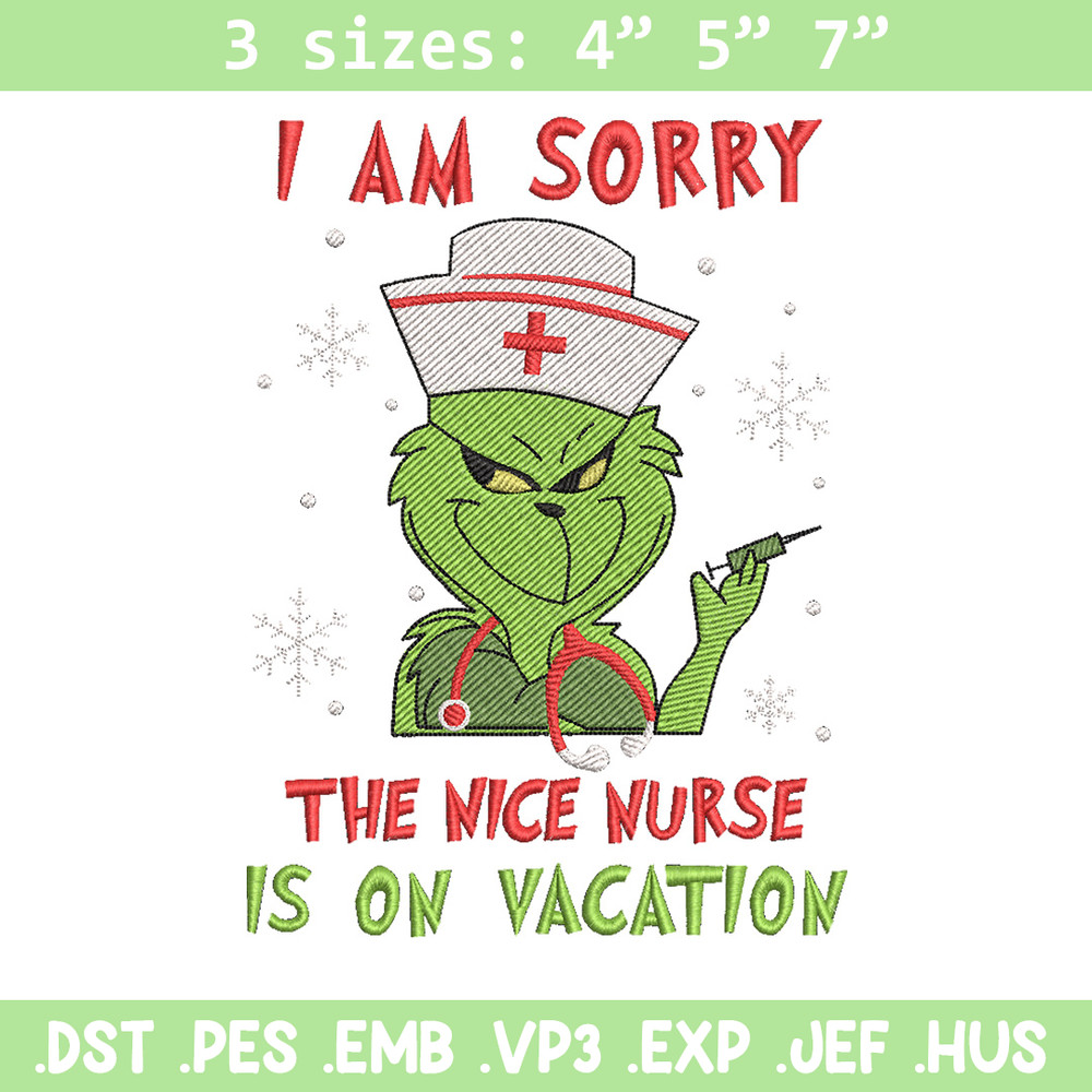 Grinch nurse embroidery design,Grinch embroidery,Chrismas design, Embroidery shirt, Embroidery file, Digital download.jpg