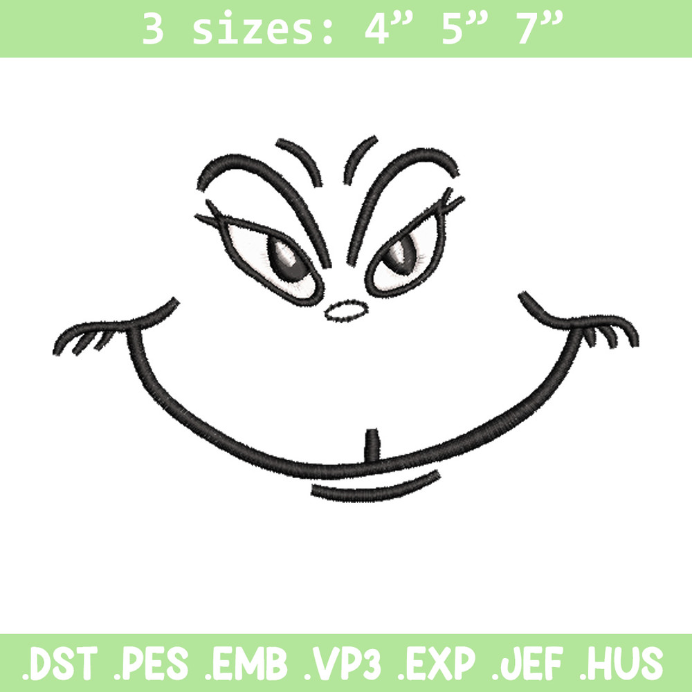 Grinch smile embroidery design,Grinch embroidery, Chrismas design, Embroidery shirt, Embroidery file, Digital download..jpg