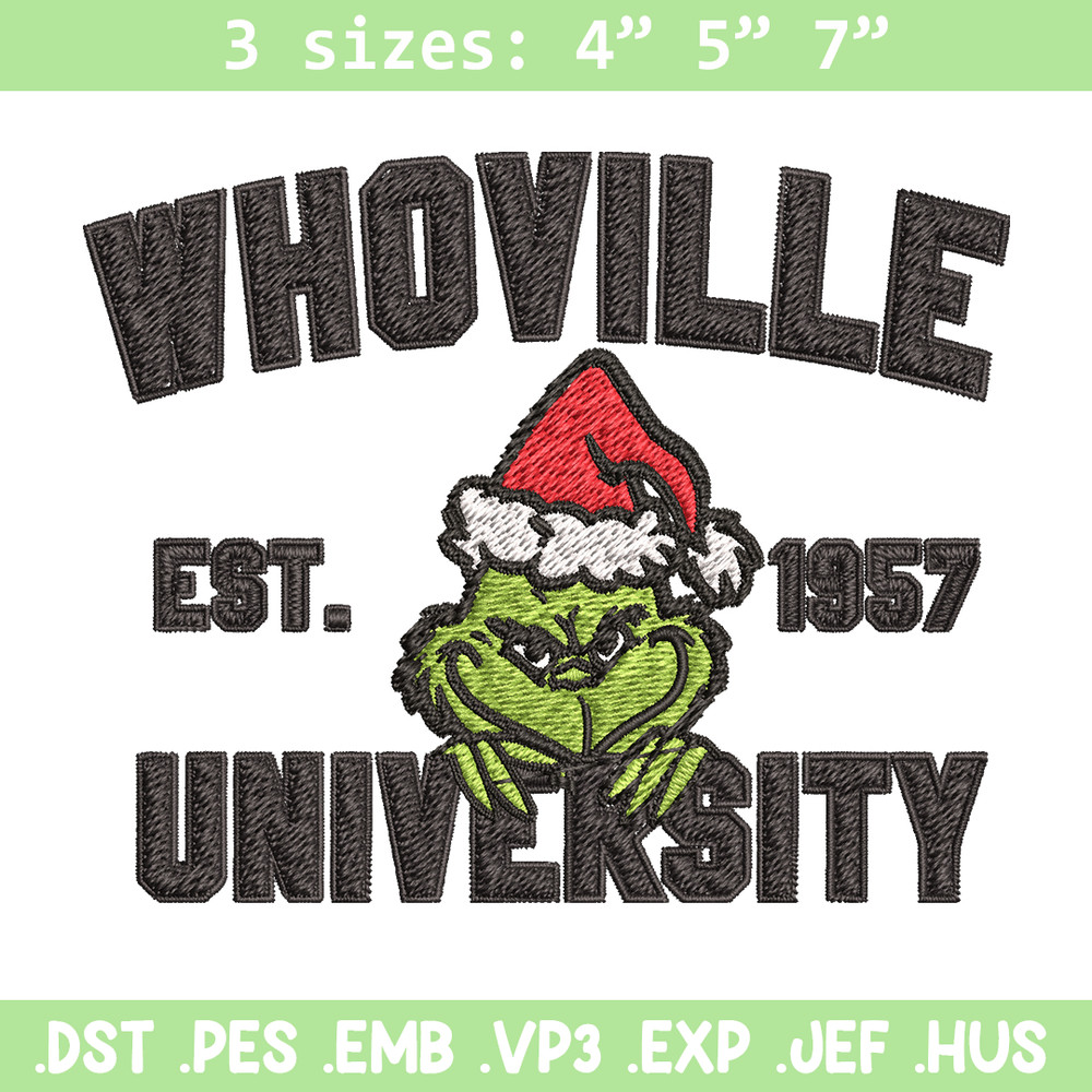 Grinch Whoville University Christmas Embroidery design, Grinch Christmas Embroidery, Grinch design, Digital download.jpg