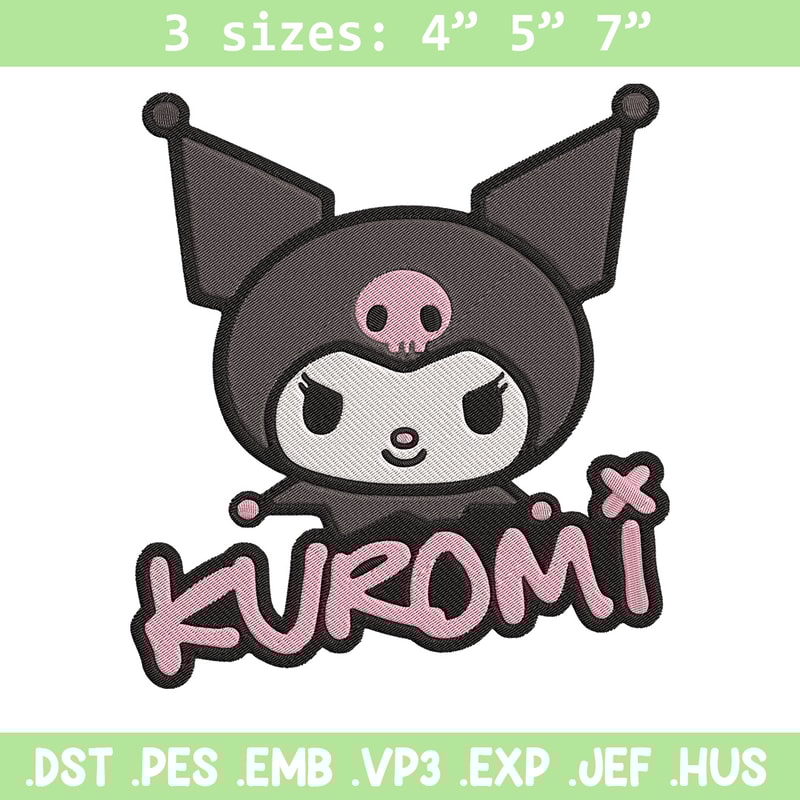 Kuromi logo Embroidery Design, Hello kitty Embroidery, Embroidery File, Anime Embroidery, Anime shirt, Digital download..jpg