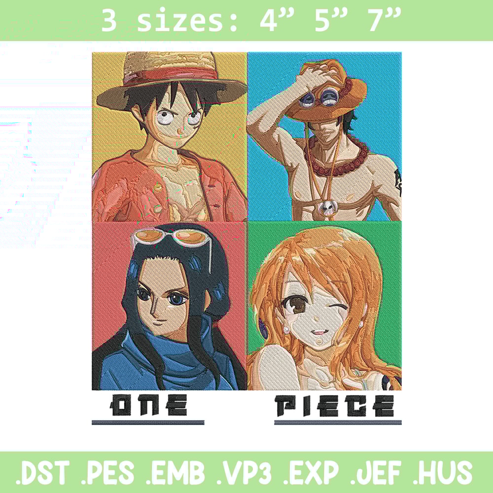 Luffy friends Embroidery Design, One piece Embroidery, Embroidery File, Anime Embroidery, Anime shirt, Digital download..jpg