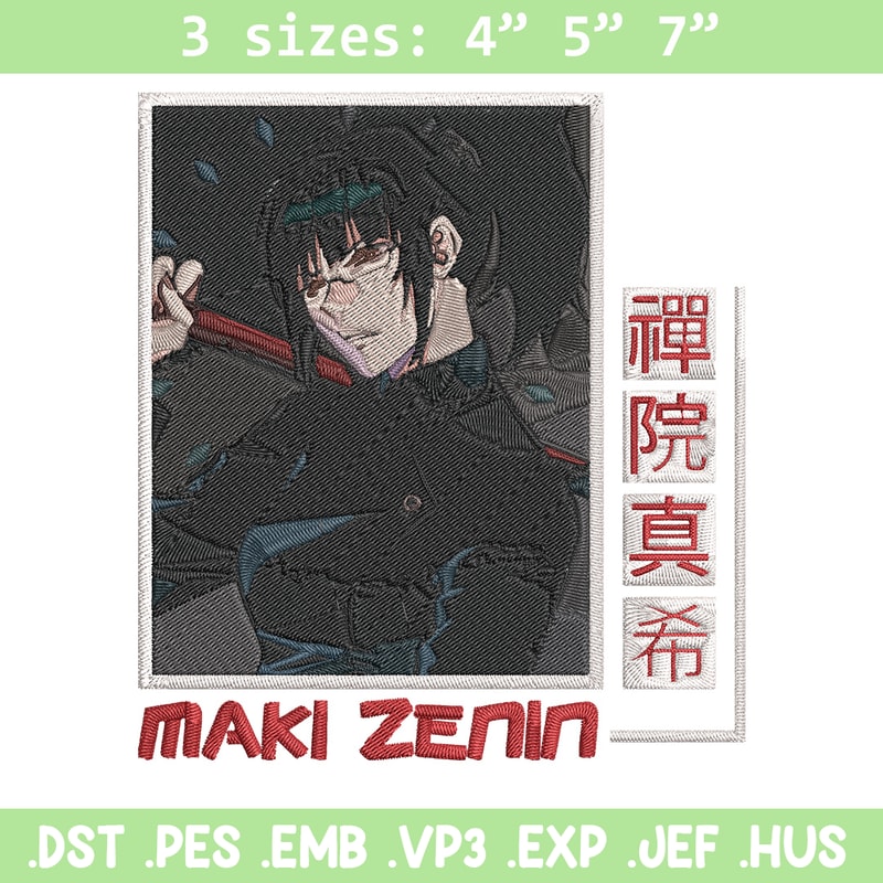 Maki poster Embroidery Design, Jujutsu Embroidery, Embroidery File, Anime Embroidery, Anime shirt,Digital download.jpg