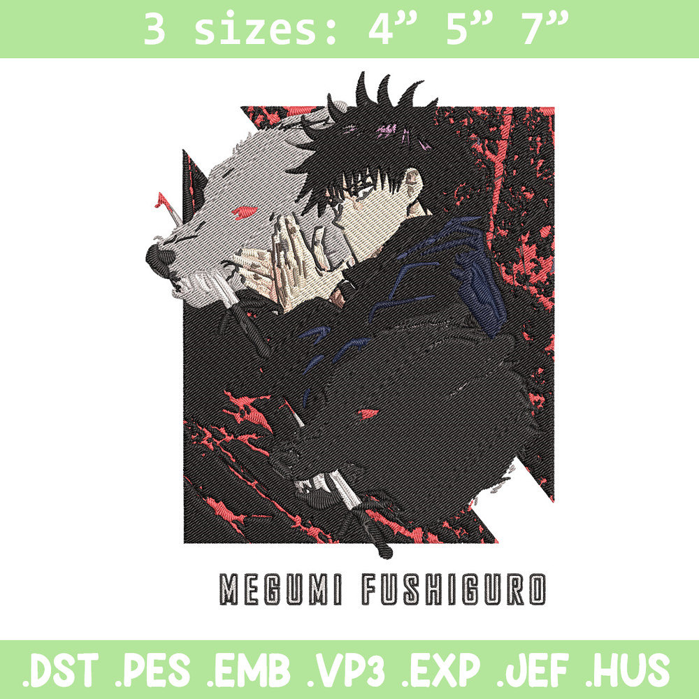 Megumi poster Embroidery Design, Jujutsu Embroidery, Embroidery File, Anime Embroidery, Anime shirt, Digital download..jpg