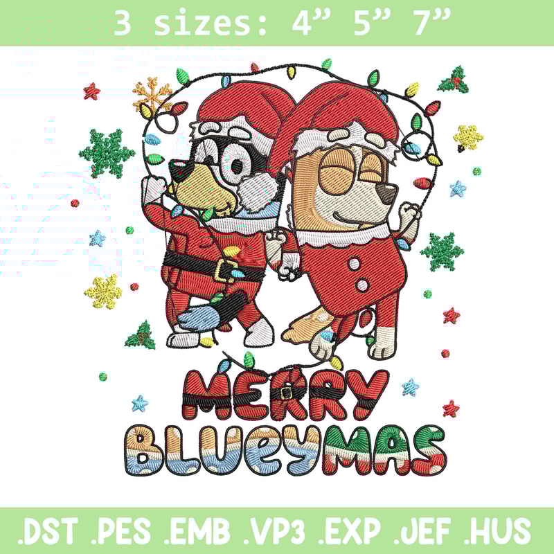 Merry blueymas Embroidery Design, Bluey Embroidery, Embroidery File, Chrismas Embroidery, Anime shirt, Digital download..jpg