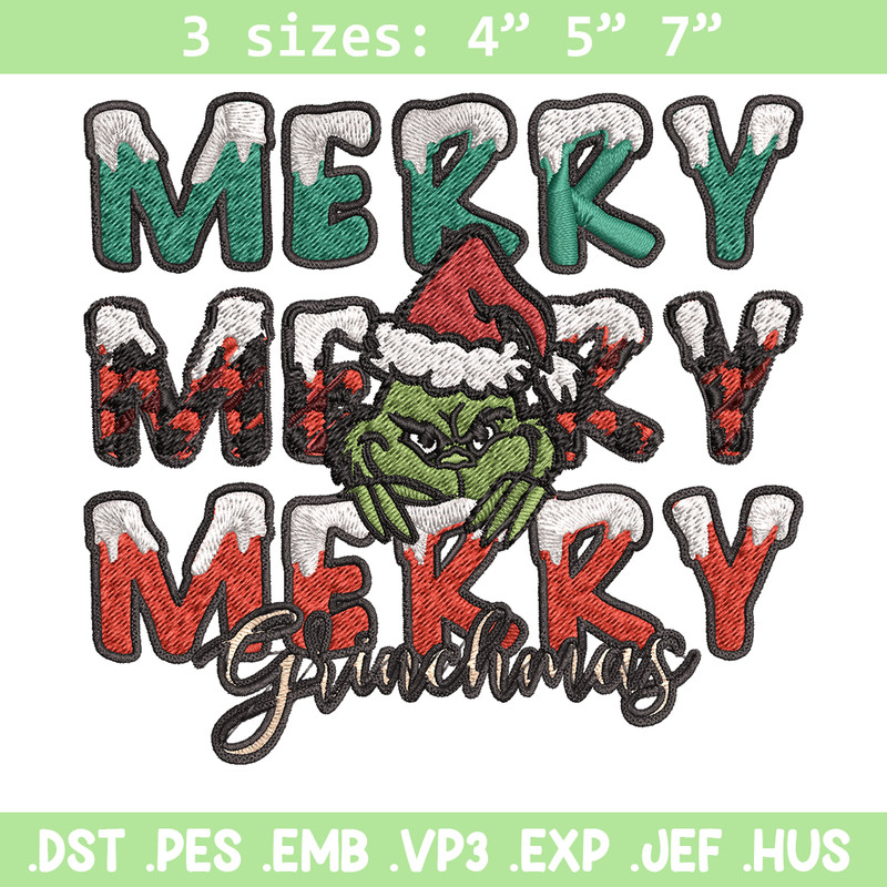 Merry Grinch logo Embroidery design, Grinch Christmas Embroidery, Grinch design, Embroidery File, Digital download..jpg