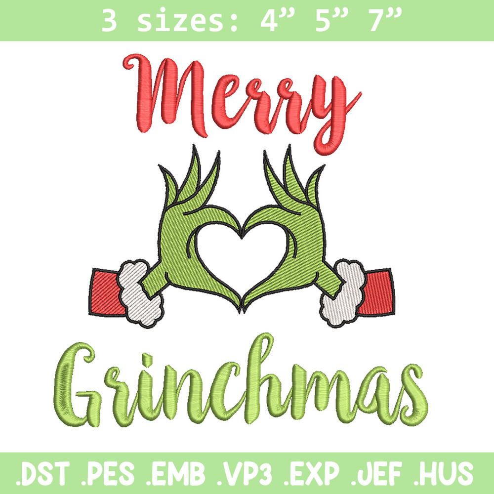 Merry grinchmas embroidery design,Grinch embroidery,Chrismas design, Embroidery shirt, Embroidery file, Digital download.jpg
