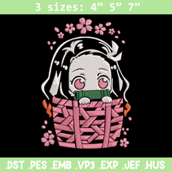 nezuko chibi cute embroidery design, demon slayer embroidery, embroidery file, anime embroidery, digital download