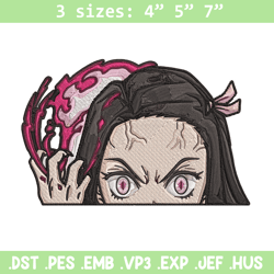 nezuko demon peeker embroidery design, demon slayer embroidery, embroidery file, anime embroidery, digital download