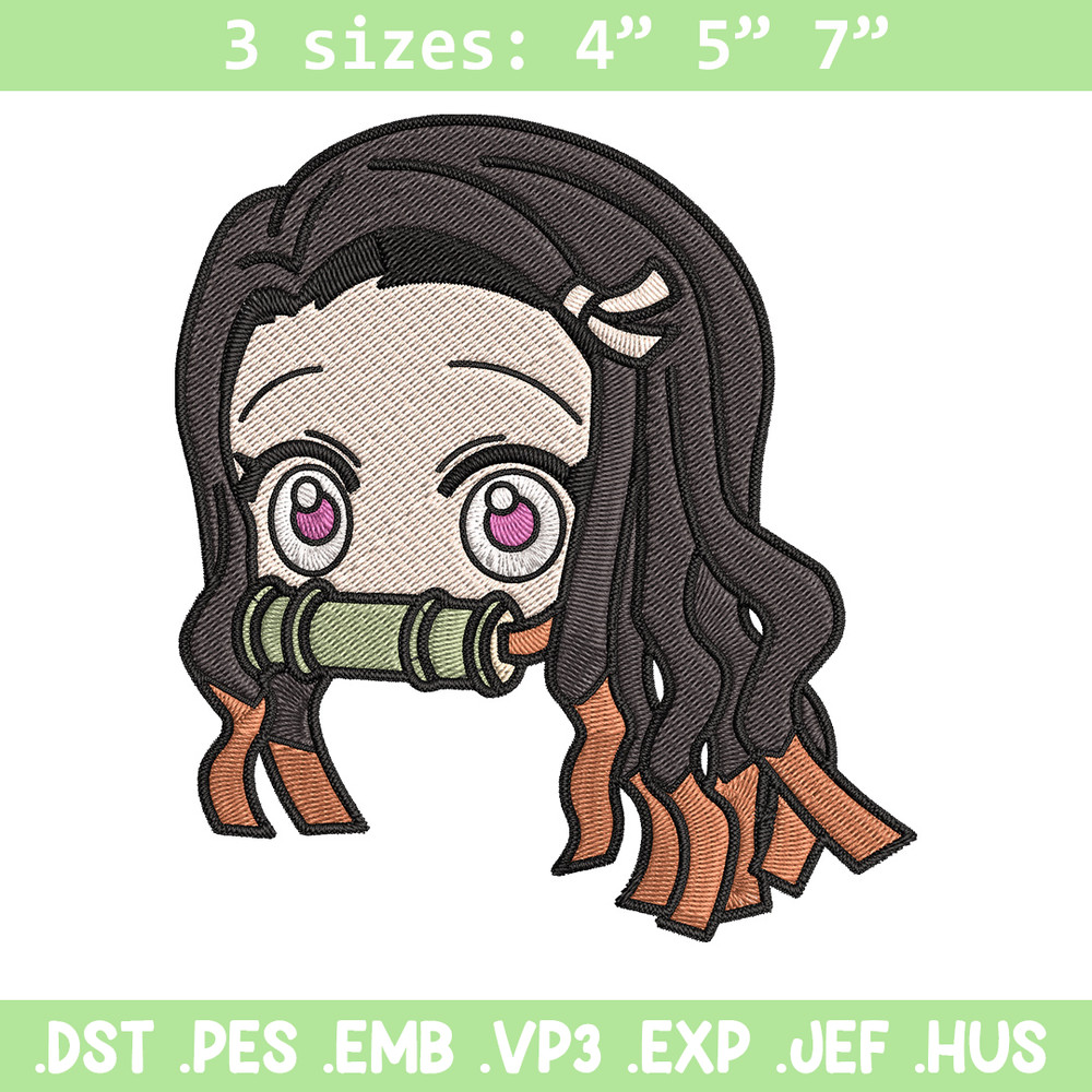 Nezuko sticker Embroidery Design, Demon slayer Embroidery, Embroidery File, Anime Embroidery, Digital download.jpg