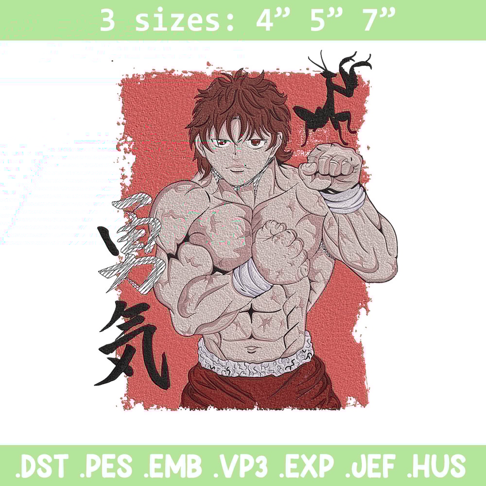 Baki poster Embroidery Design, Baki Embroidery, Embroidery File, Anime Embroidery, Anime shirt, Digital download.jpg