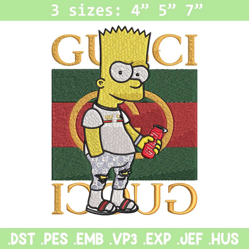 Bart gucci Embroidery Design, Gucci Embroidery, Embroidery File, Logo shirt, Sport Embroidery, Digital download.jpg