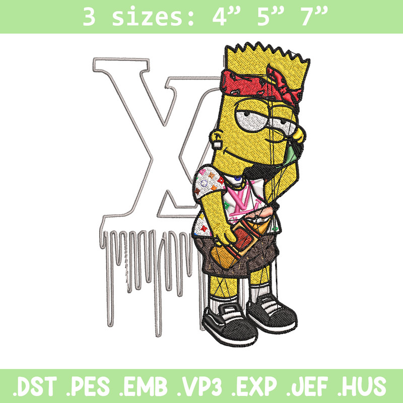 Bart simpson lv Embroidery Design, Lv Embroidery, Embroidery File, Simpson Embroidery, Logo shirt, Digital download.jpg
