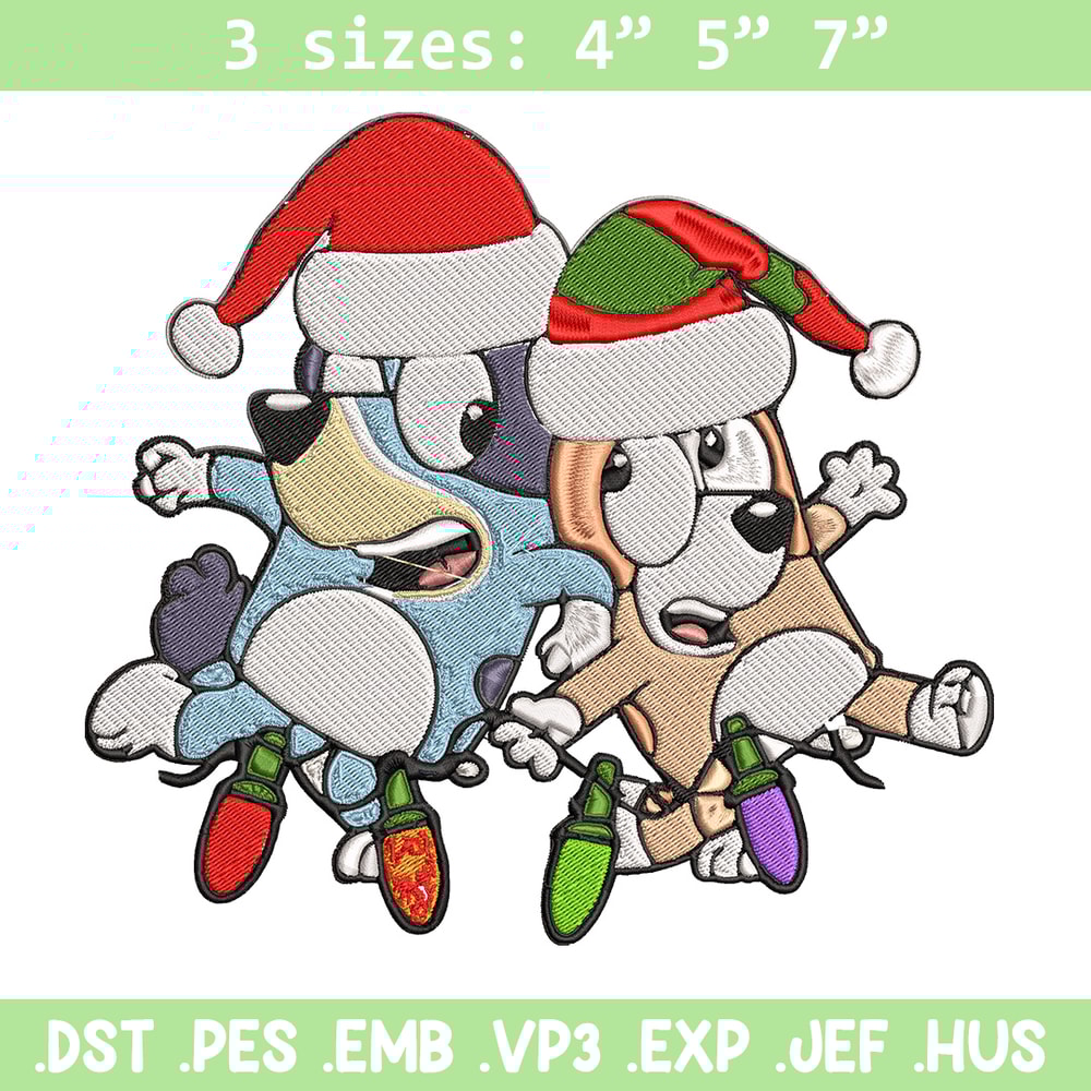 Bluey x Bingo Embroidery Design, Bluey Embroidery, Embroidery File, Chrismas Embroidery, Anime shirt, Digital download..jpg