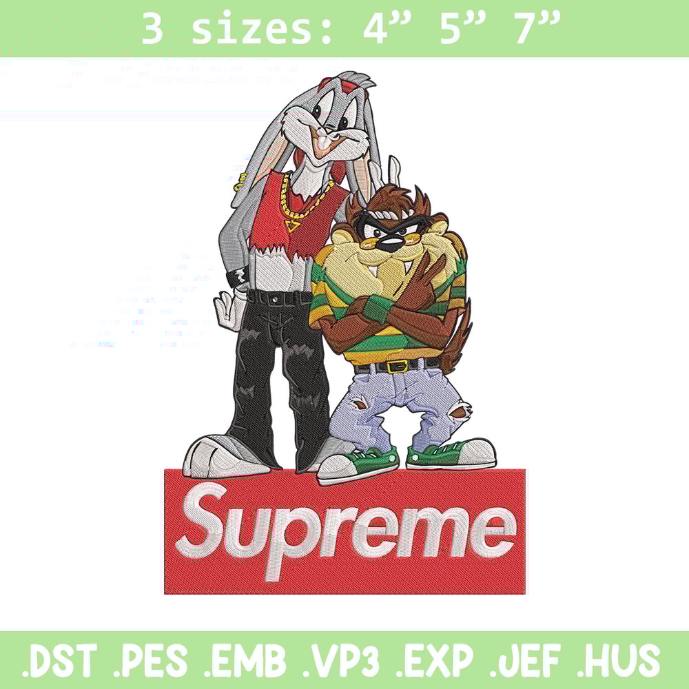 Bunny Taz Embroidery Design, Bunny Taz Embroidery, Embroidery File, Anime Embroidery, Supreme shirt, Digital download.jpg