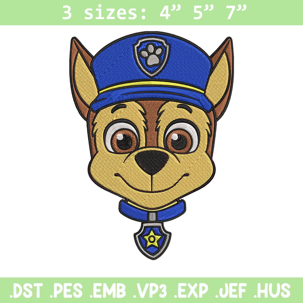 Chase dog Embroidery Design, Paw Patrol Embroidery, Embroidery File,Anime Embroidery, Anime shirt, Digital download.jpg